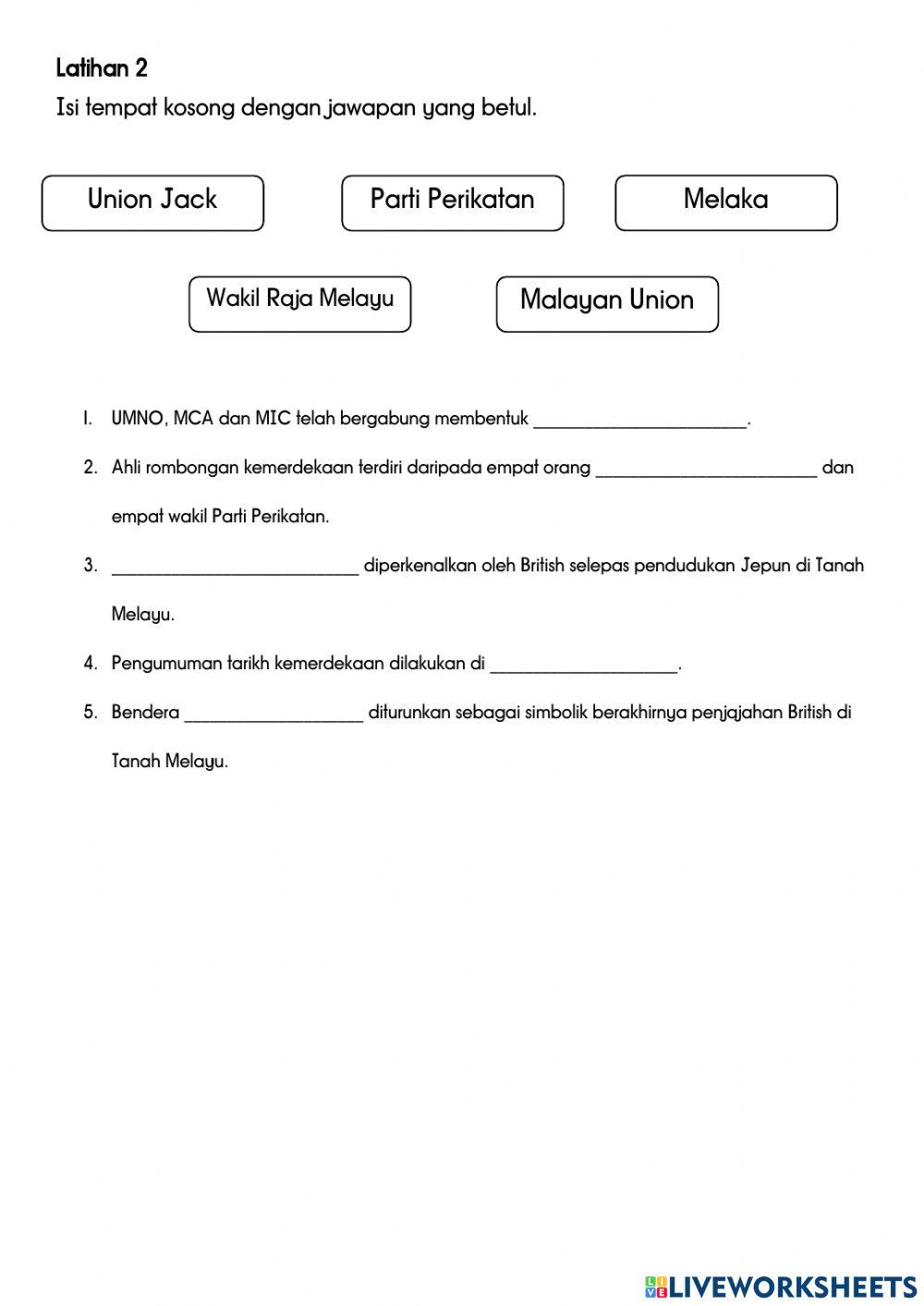 Kuiz Ulangkaji Ke Arah Kemerdekaan