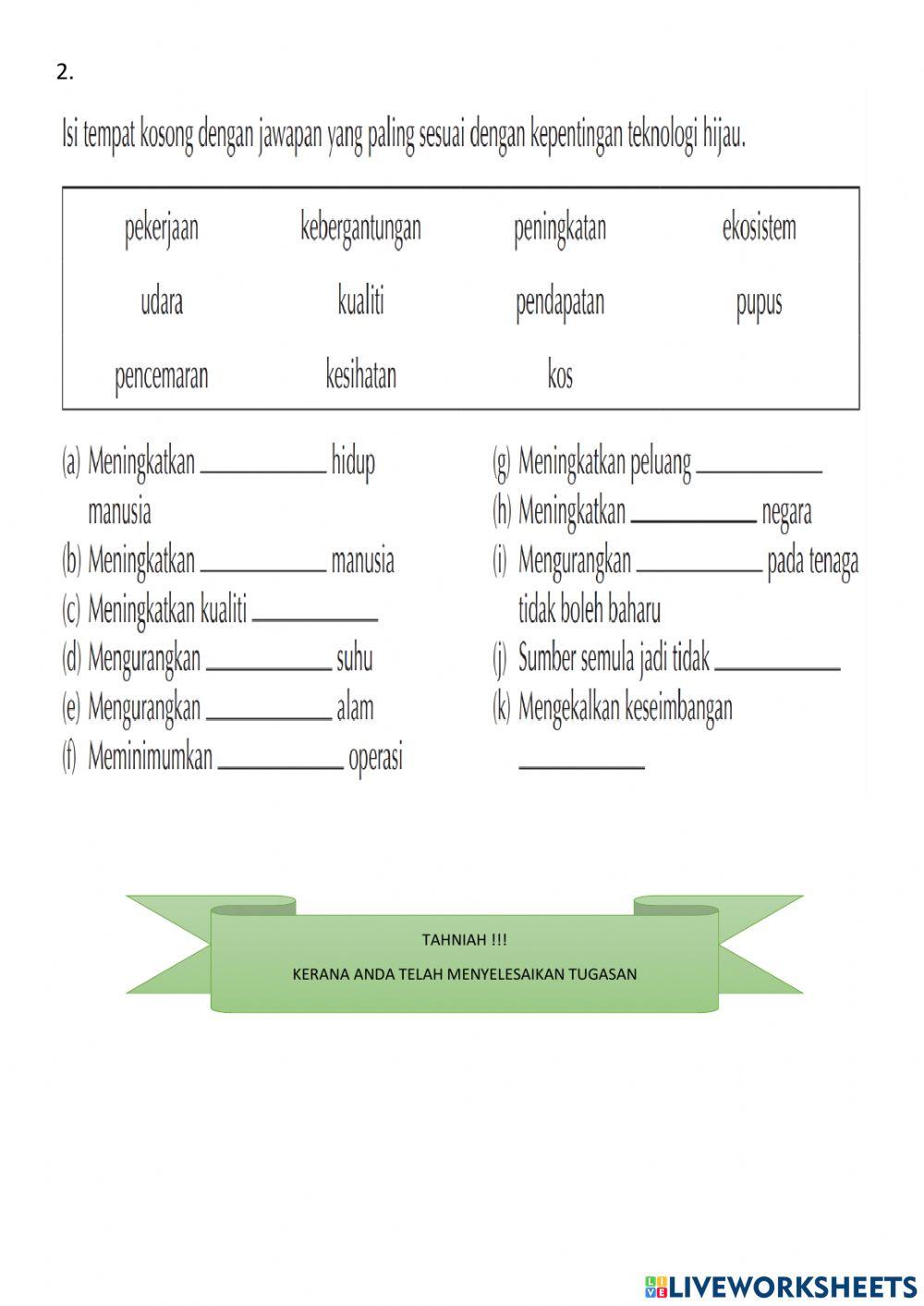 Subtajuk 10.4 : kepentingan teknologi hijau