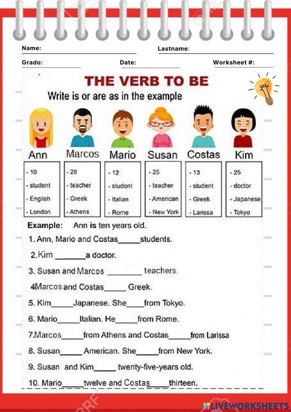 Verb to be - afirmative -Practica