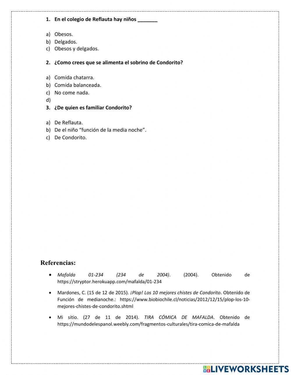 Comprensión lectora (nivel inferencial)