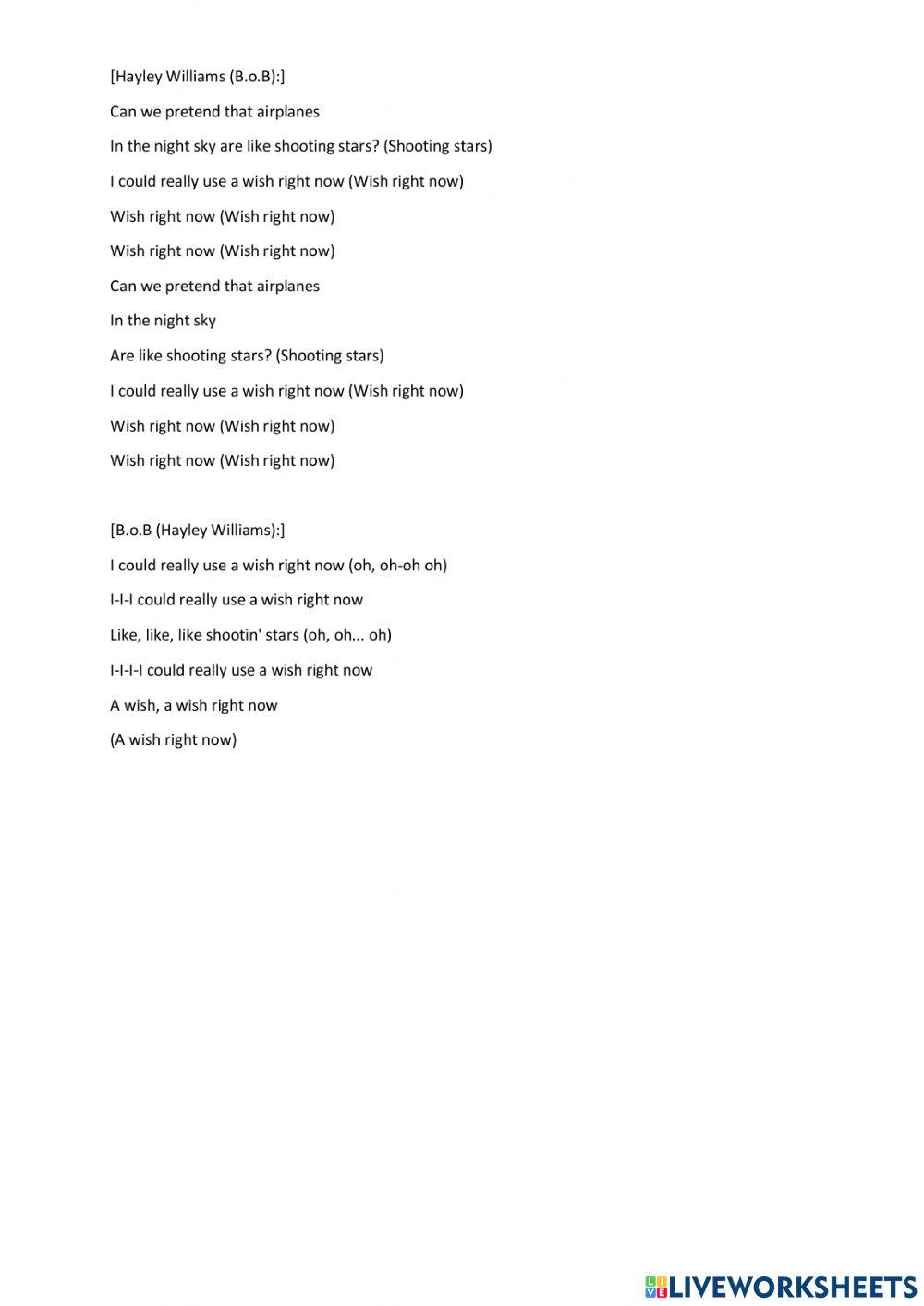 -Aeroplanes- by B.o.B. (featuring Haley Williams)