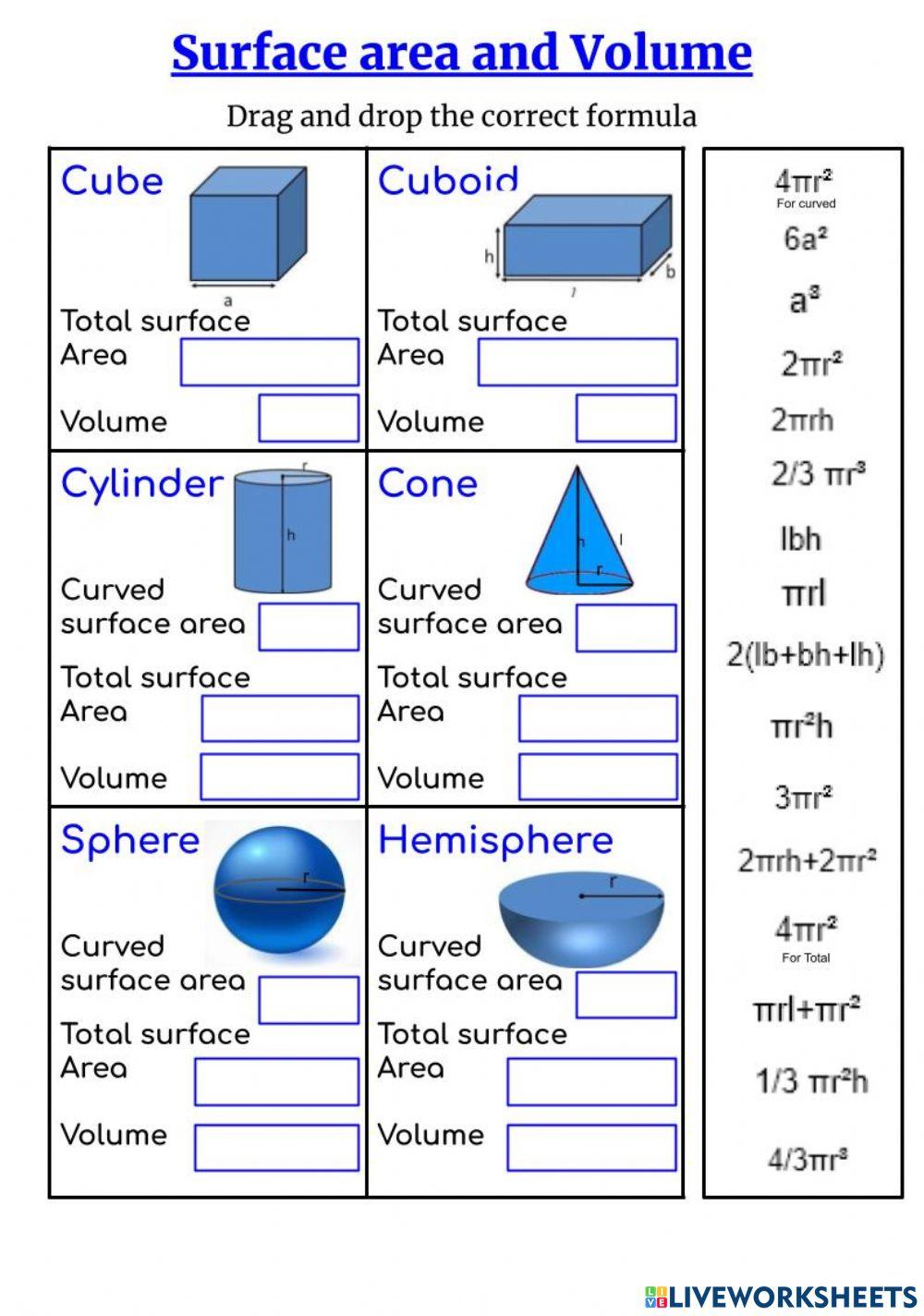 Surface area and Volume