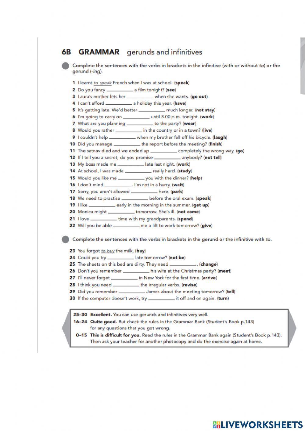 Gerunds and infinitives