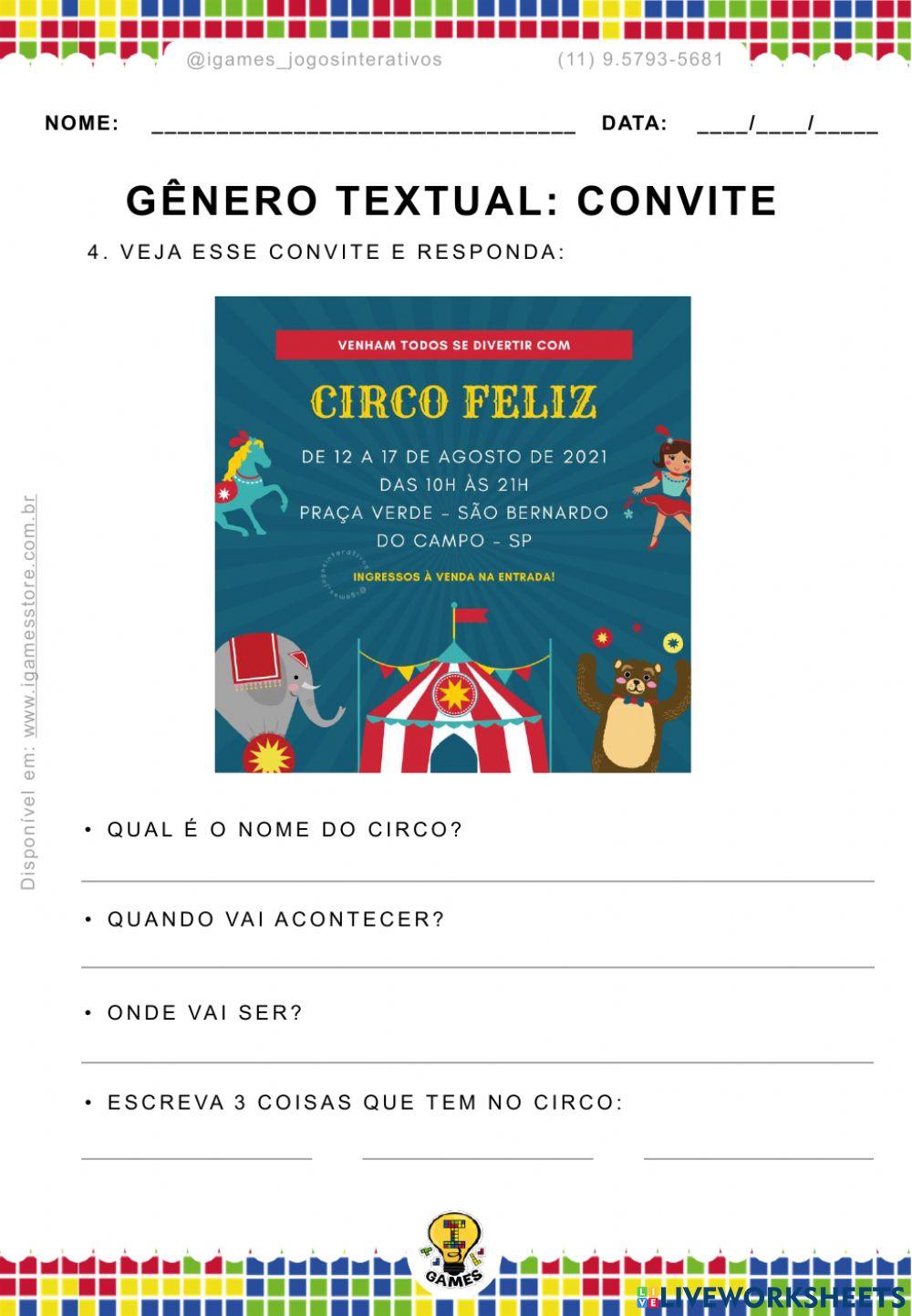 Gênero Textual - Convite - Parte 3