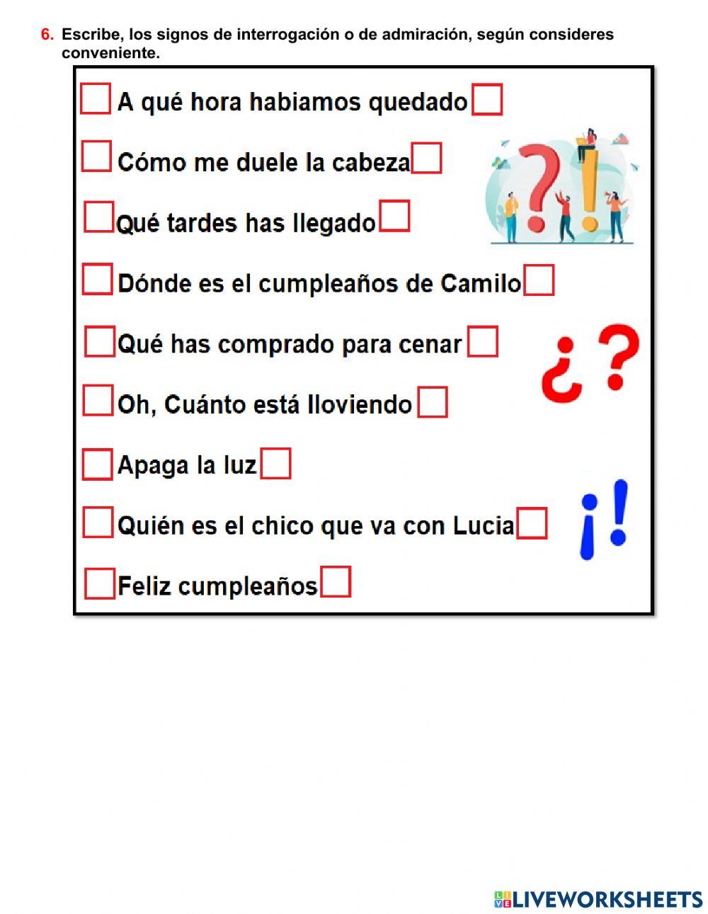 Taller de Oraciones y signos de puntuación