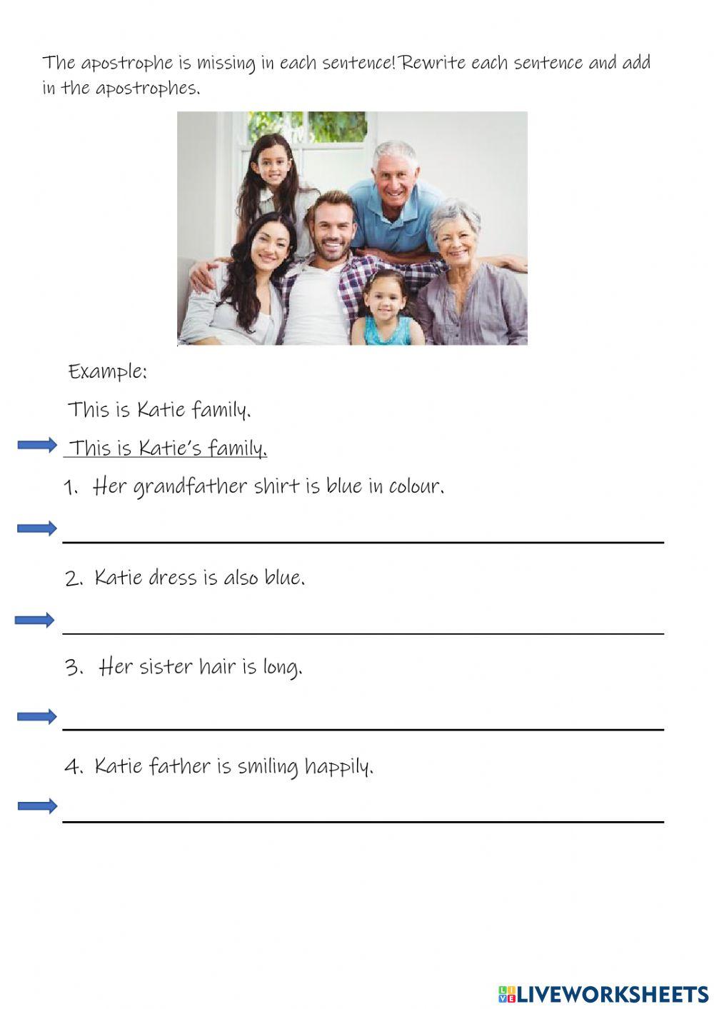 Rewriting sentences-apostrophe