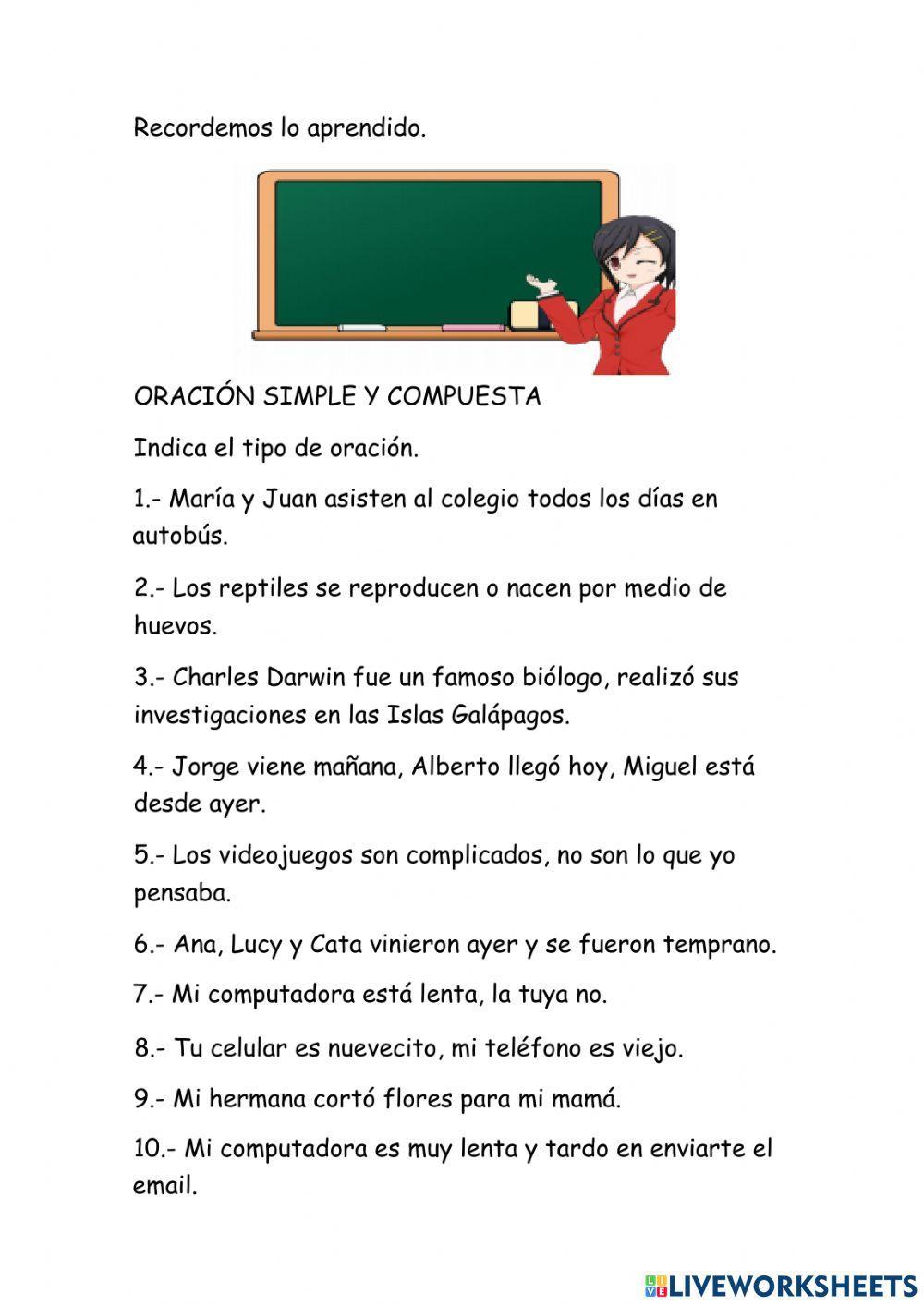 Oración simple y compuesta