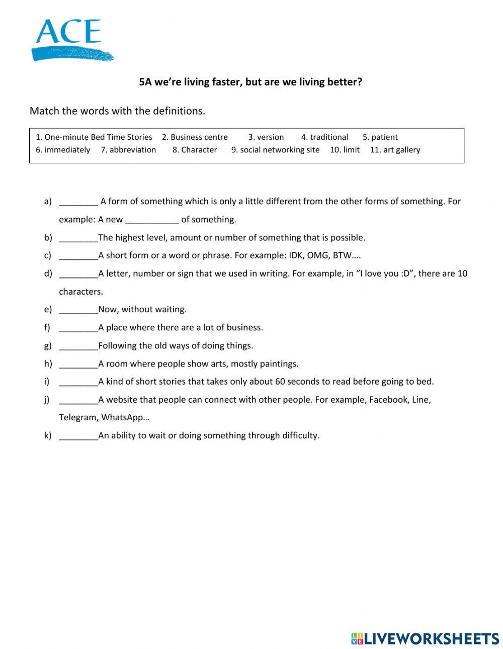 GEP 5: Unit 5 A Reading Vocab