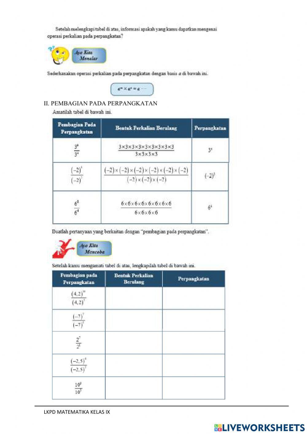 LKPD Bilangan Berpangkat