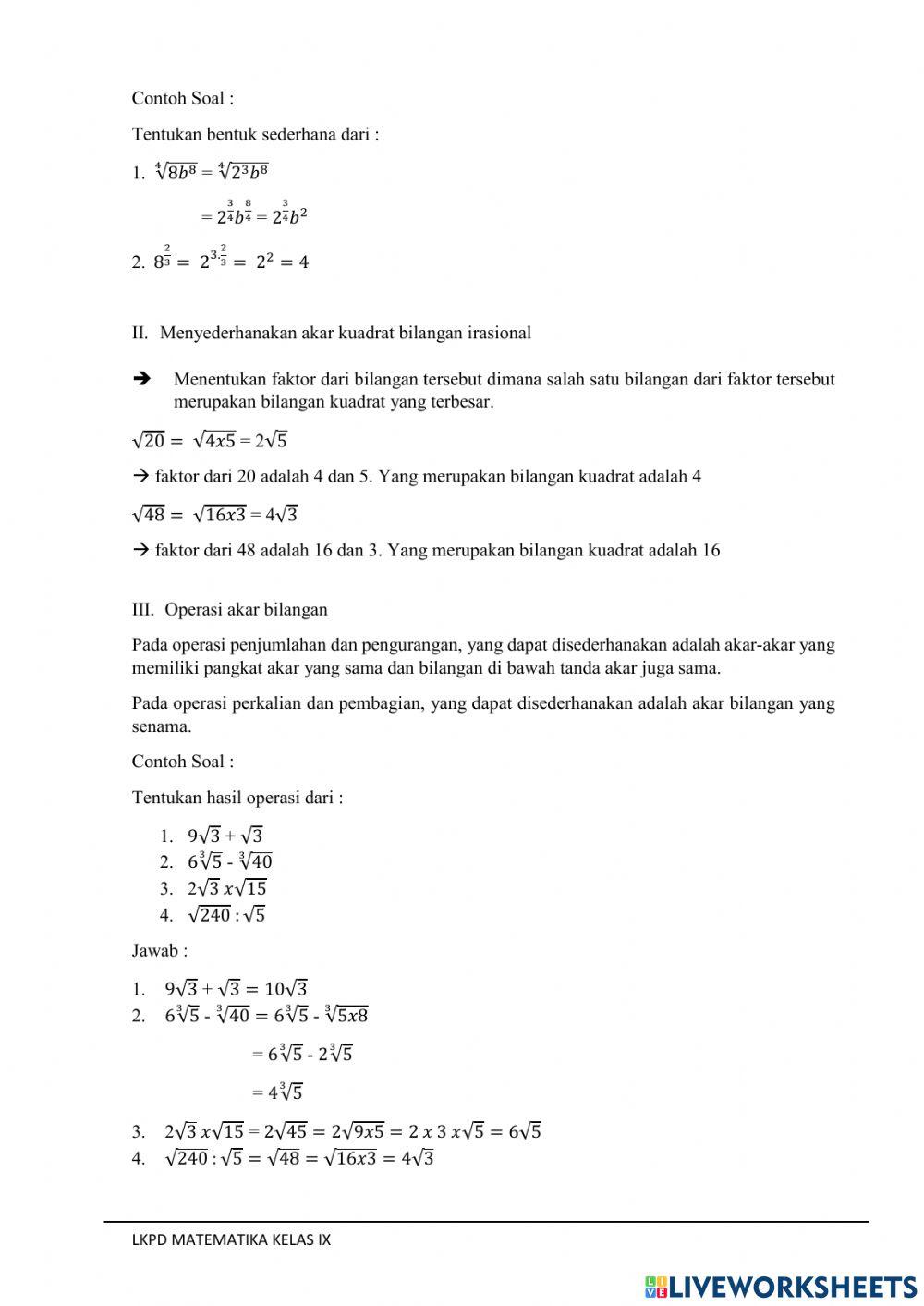 LKPD Bilangan Berpangkat