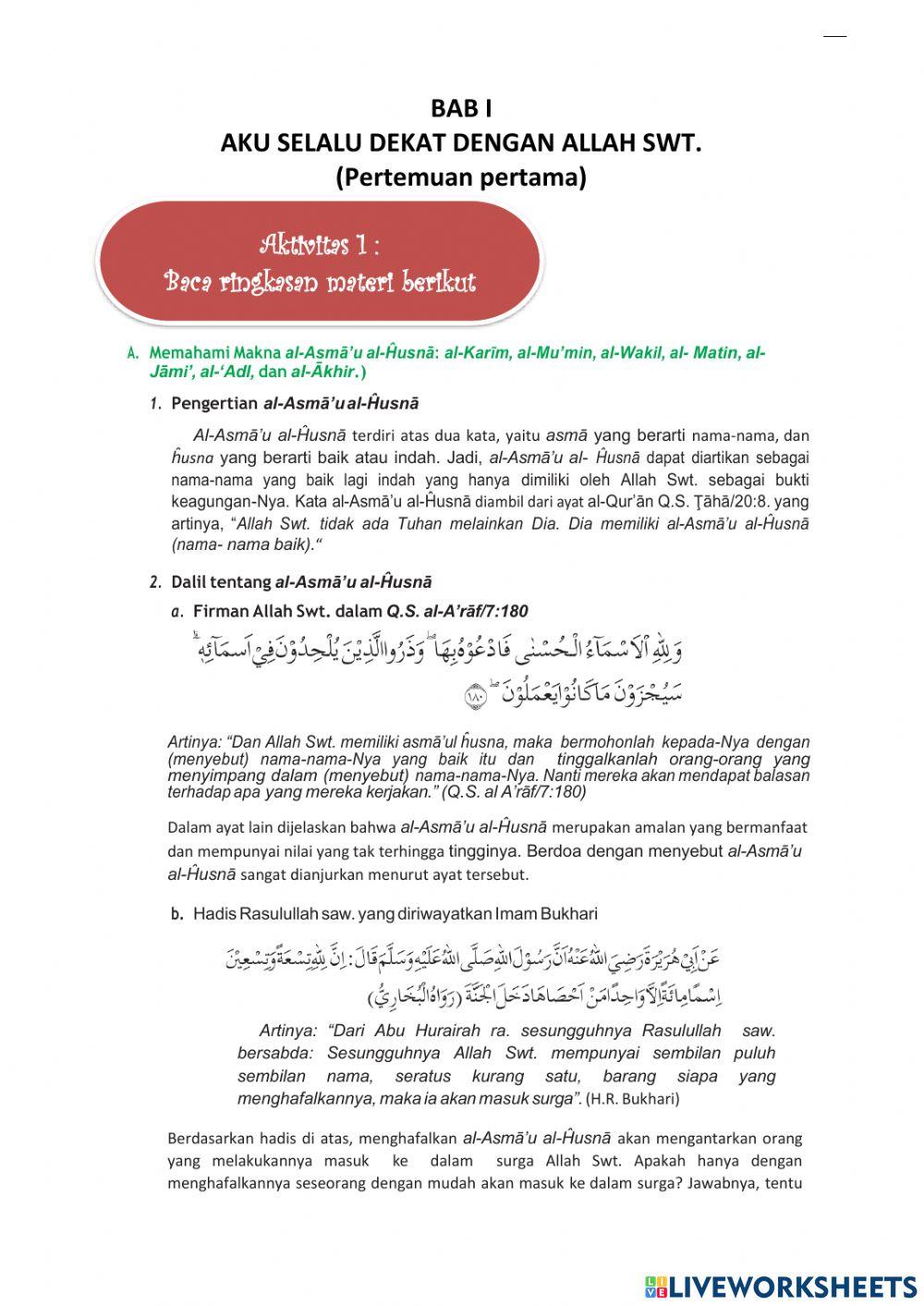 LKPD Aku selalu dekat dengan allah swt