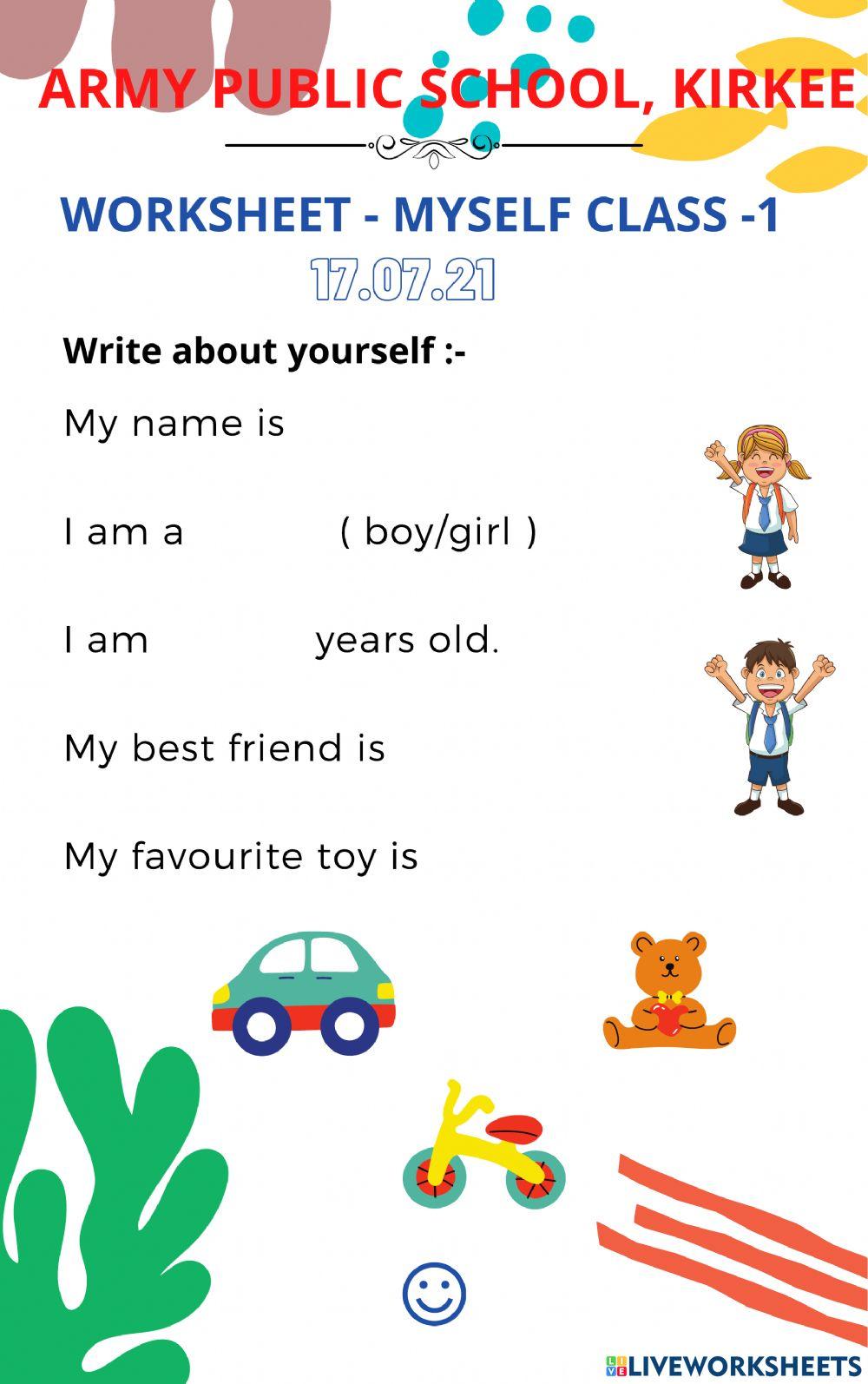Free Printable Worksheets About Myself
