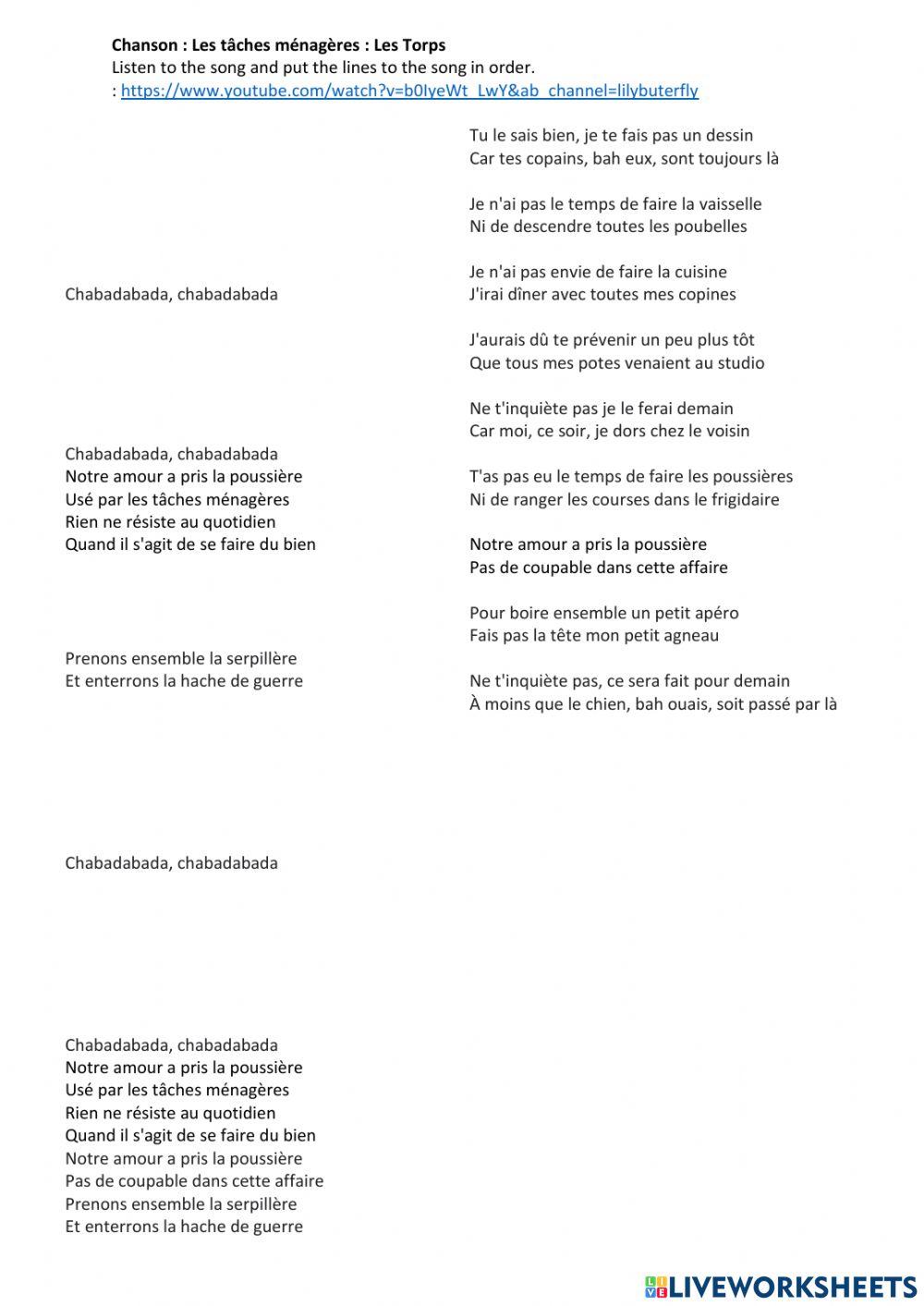 Les tâches ménagères