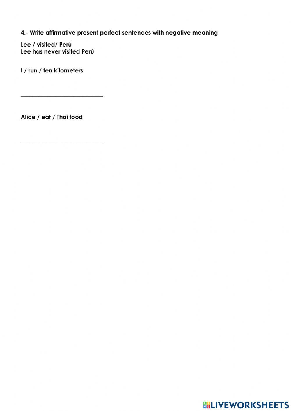 Present perfecte excercise