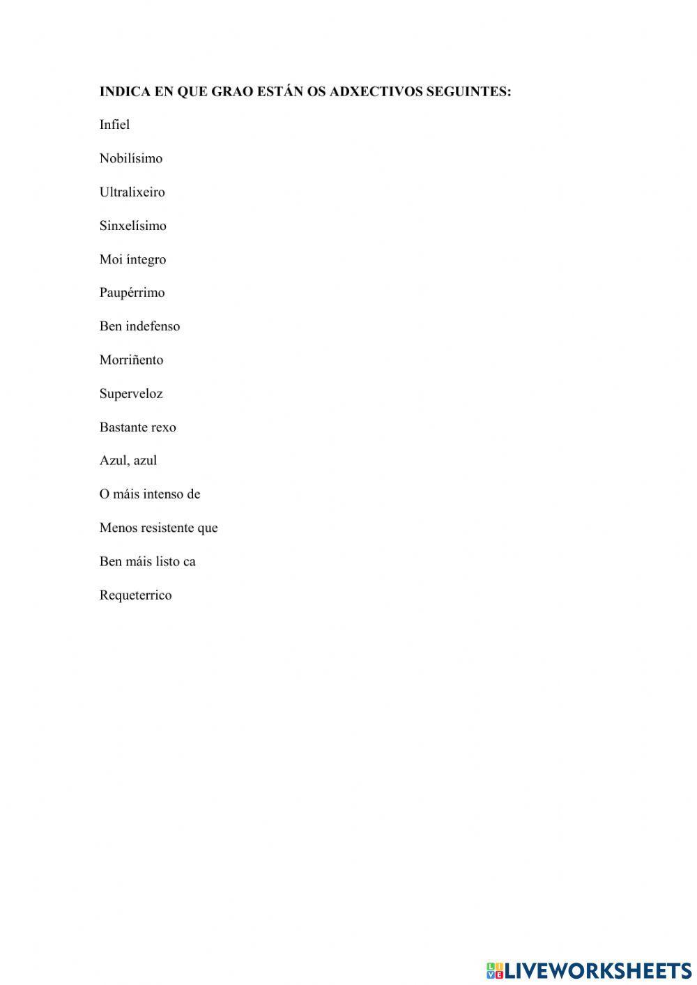 Sinala o grao dos adxectivos