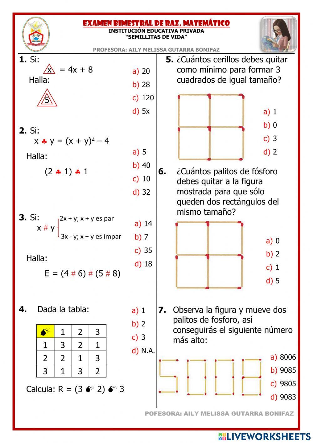 Operadores matemáticos Operadores matemáticos