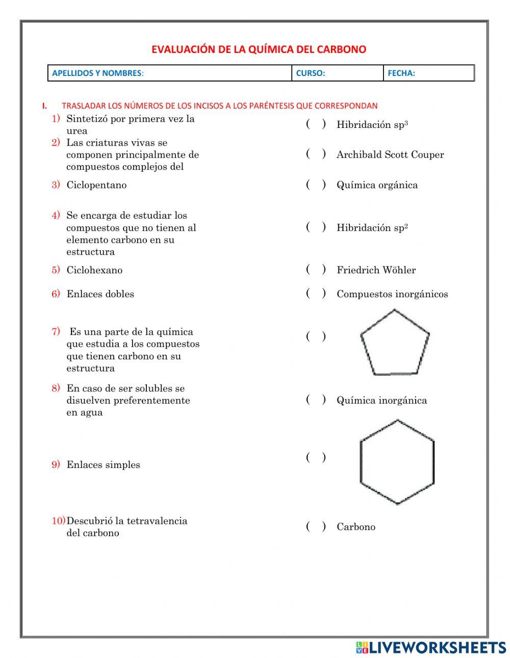 Evaluación de la química del carbono