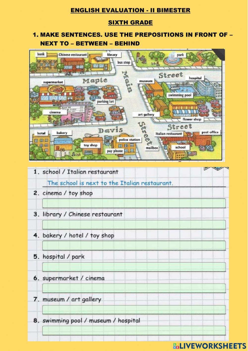ENGLISH EVALUATION SEXTO GRADO- II BIMESTER