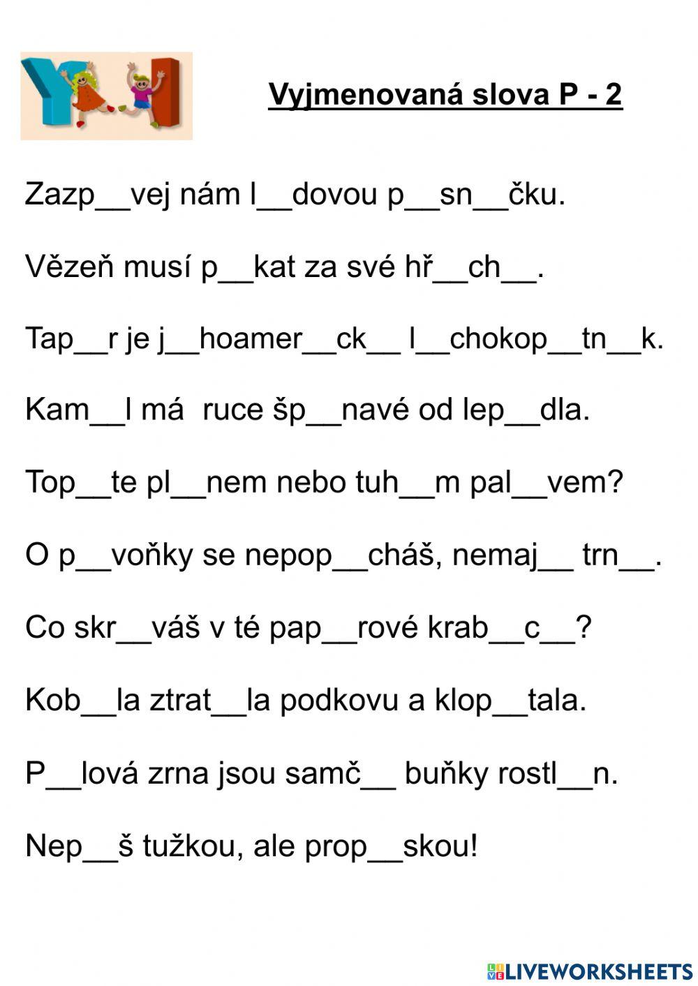 Vyjmenovaná slova P - 2