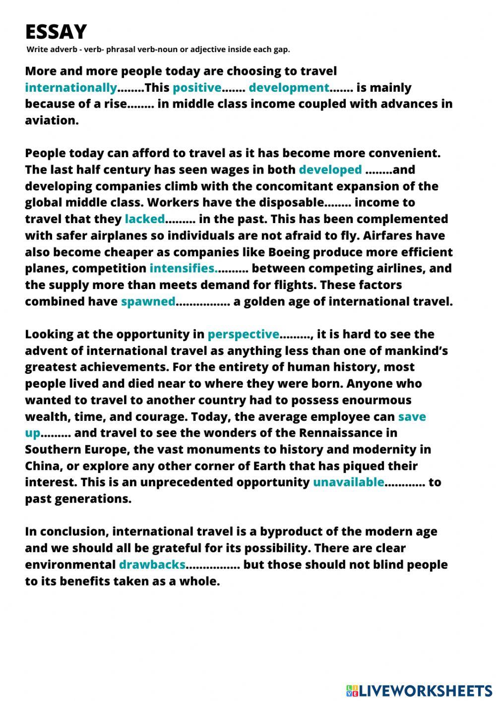 essay-ielts-travel-worksheet-live-worksheets