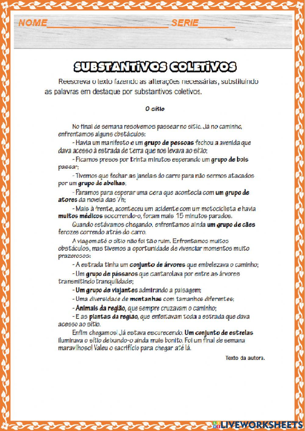 Atividade de Lingua Portuguesa