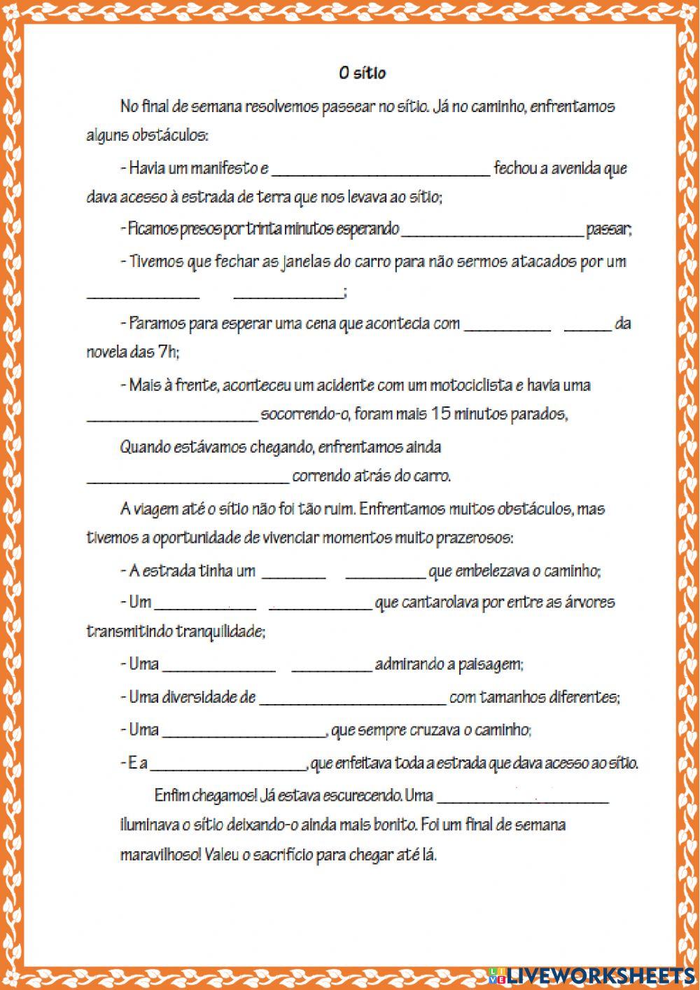 Atividade de Lingua Portuguesa