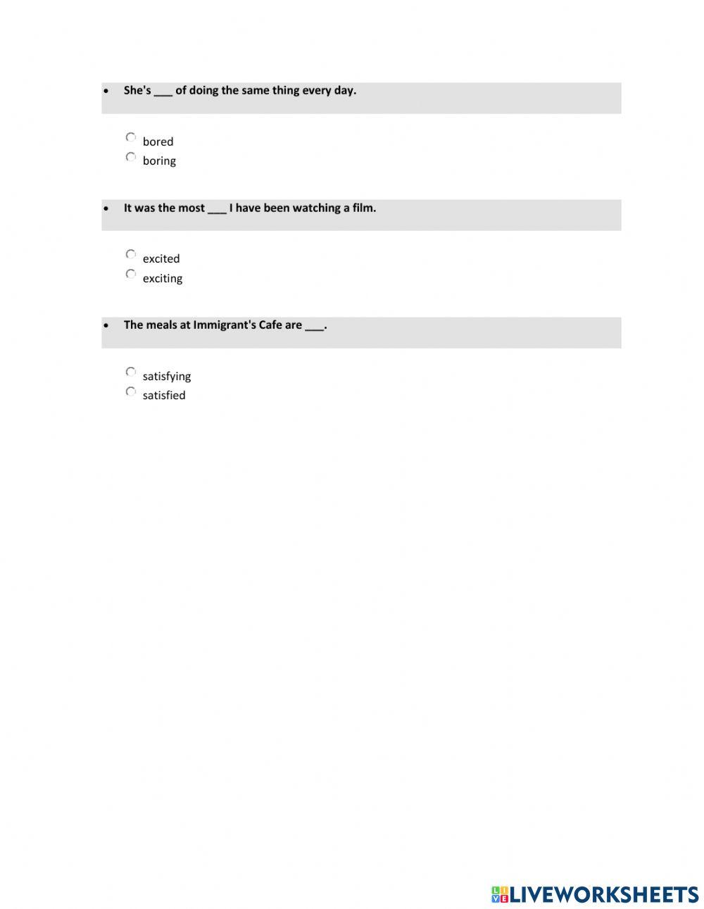 Adjectives ending in -ed and -ing