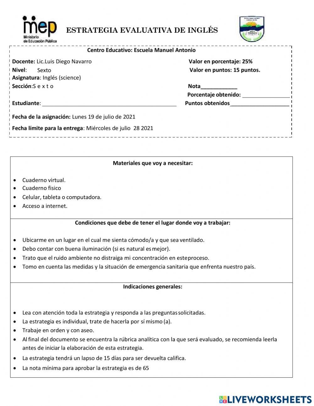 Estrategia science Sexto