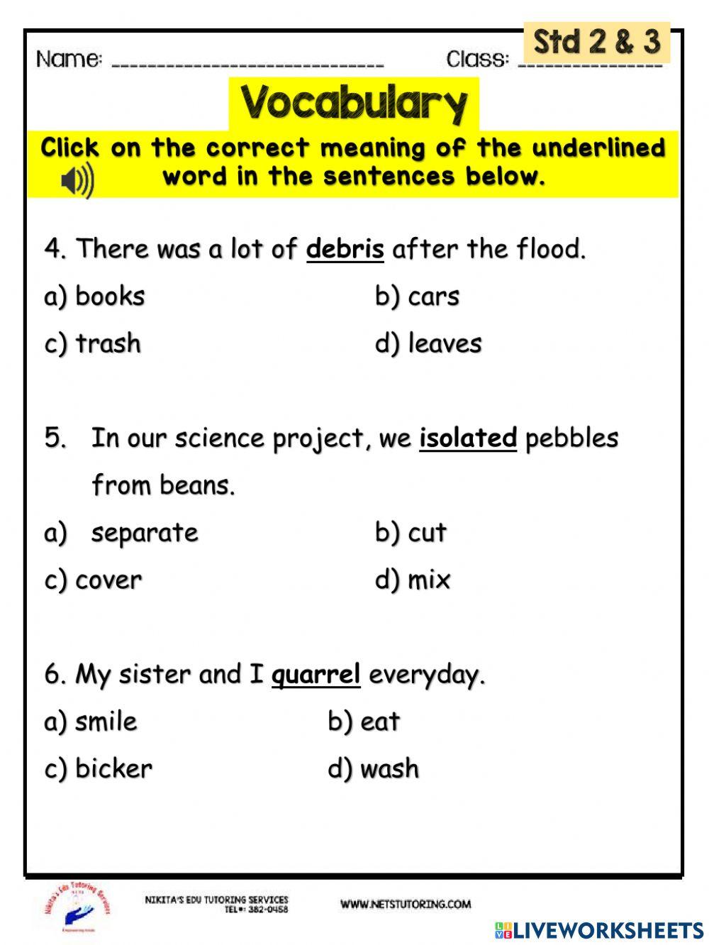 Spelling and Vocabulary Test 2