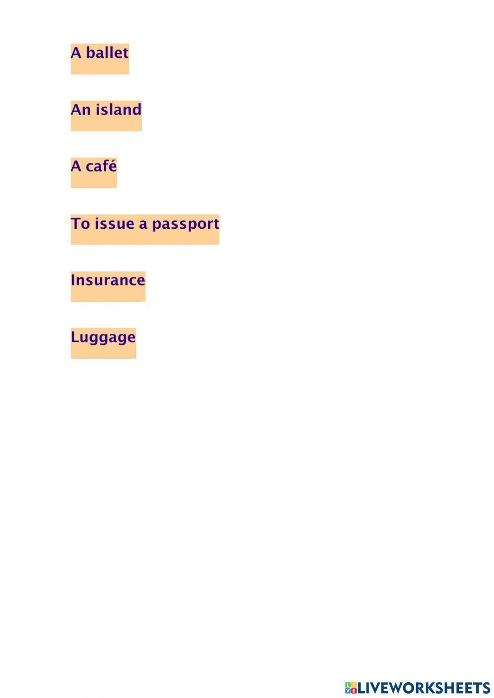 Travelling vocabulary