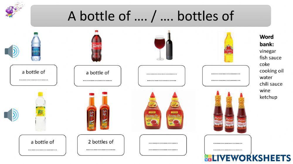 Quantifiers (A  bottle of- A bag of- a box of)