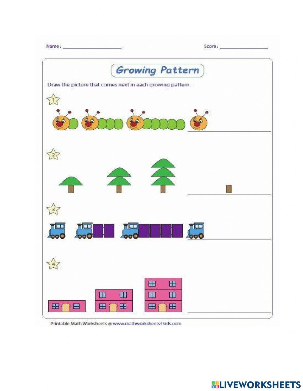 Growing Pattern worksheet Live Worksheets