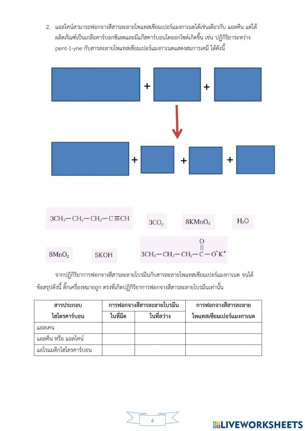 ปฏิกิริยาการฟอกจางสีสารละลายโพแทสเซียมเปอร์มังกาเนต