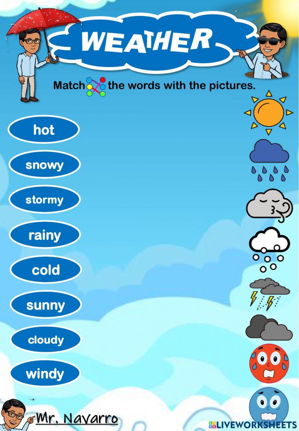 Weather (Match the words with the pictures)