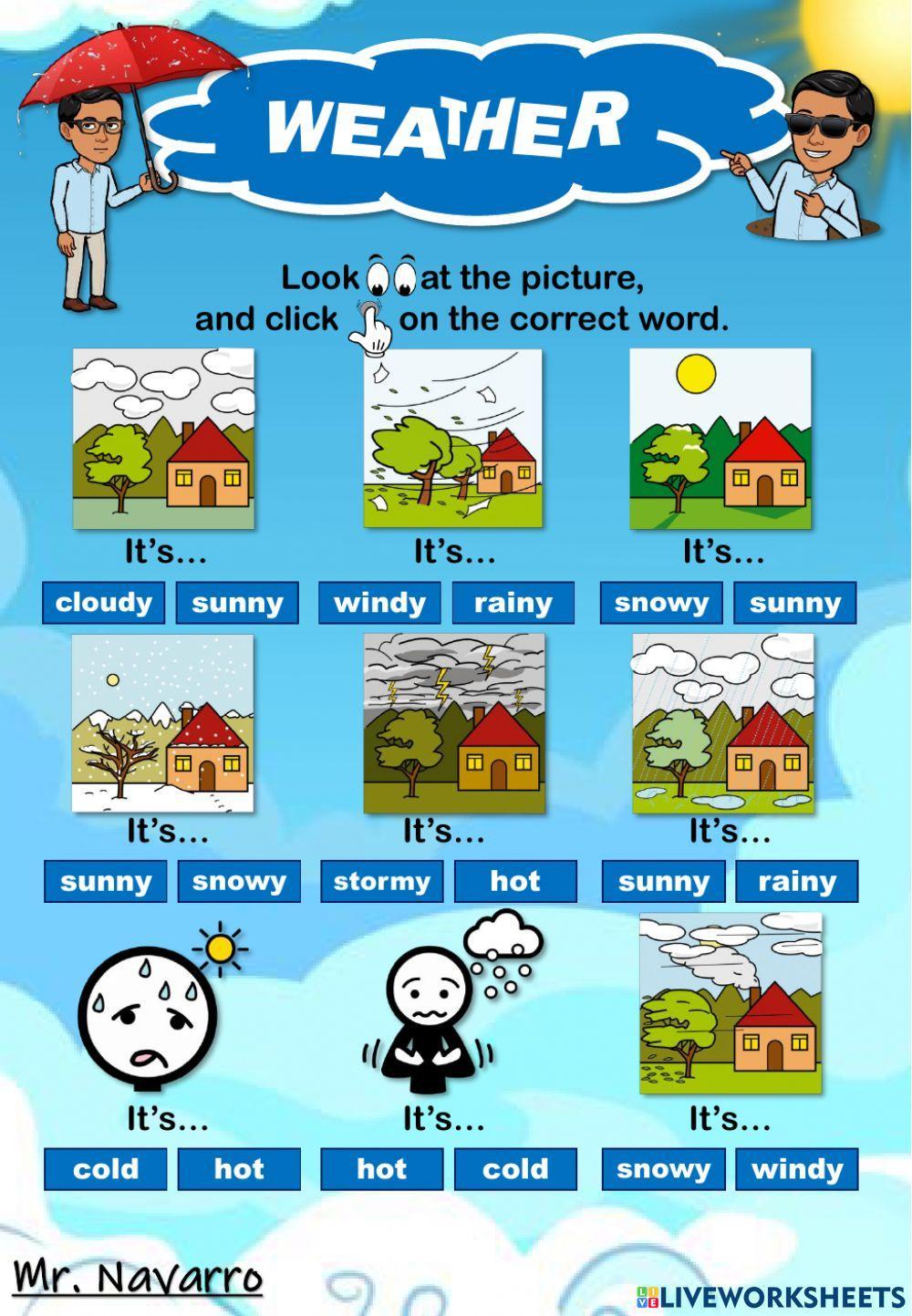 Weather (Look at the picture and click on the correct word)