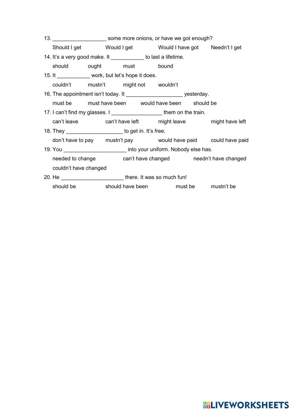 Vocabulary and Grammar Review 3