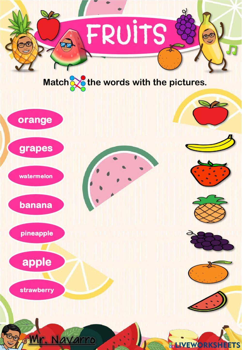 Fruits (Match the words with the pictures)