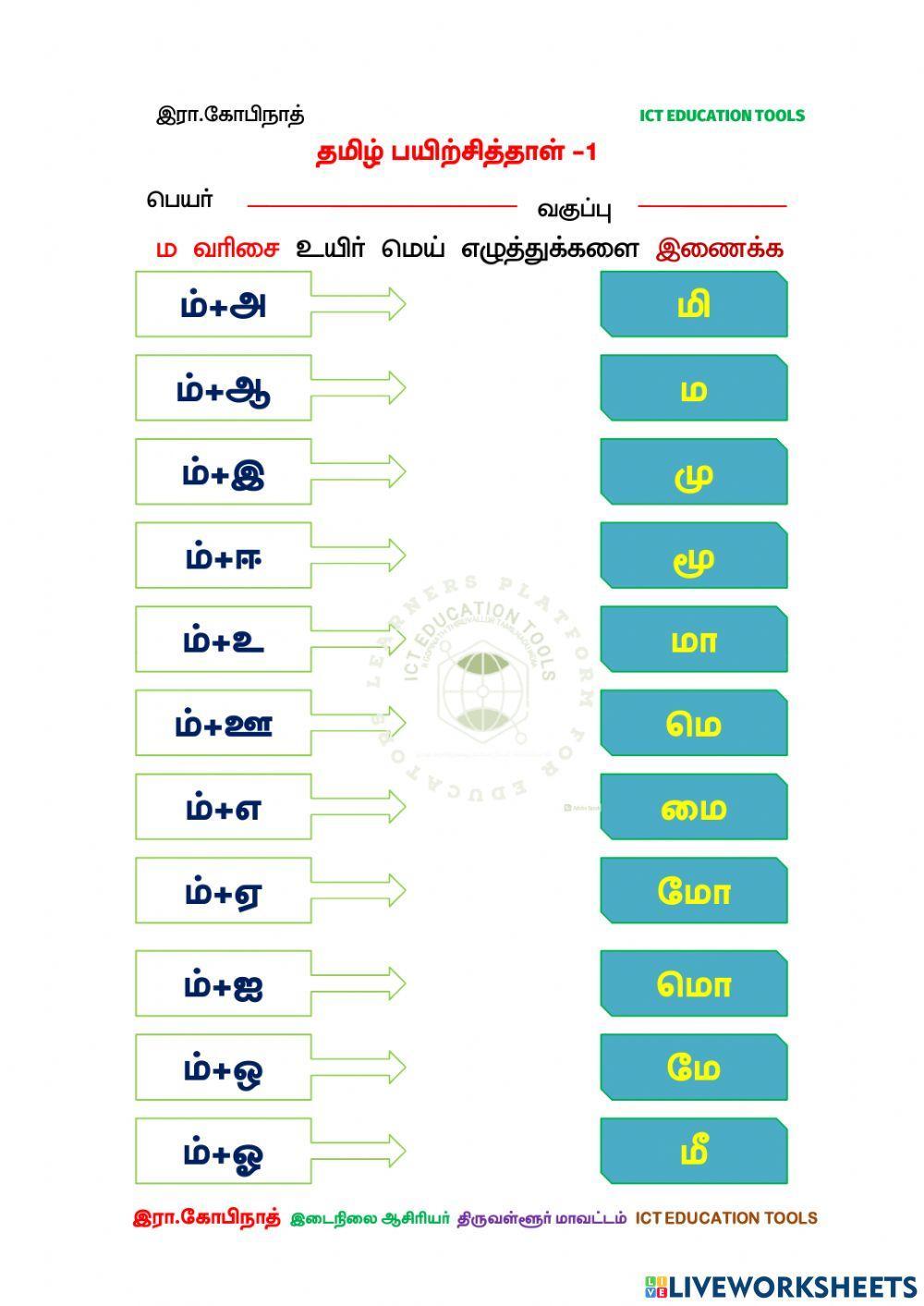 Ict education tools tamil worksheet 12