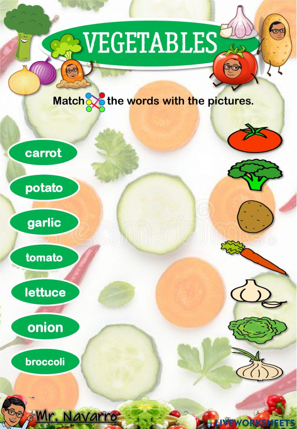 Vegetables (Match the words with the pictures)