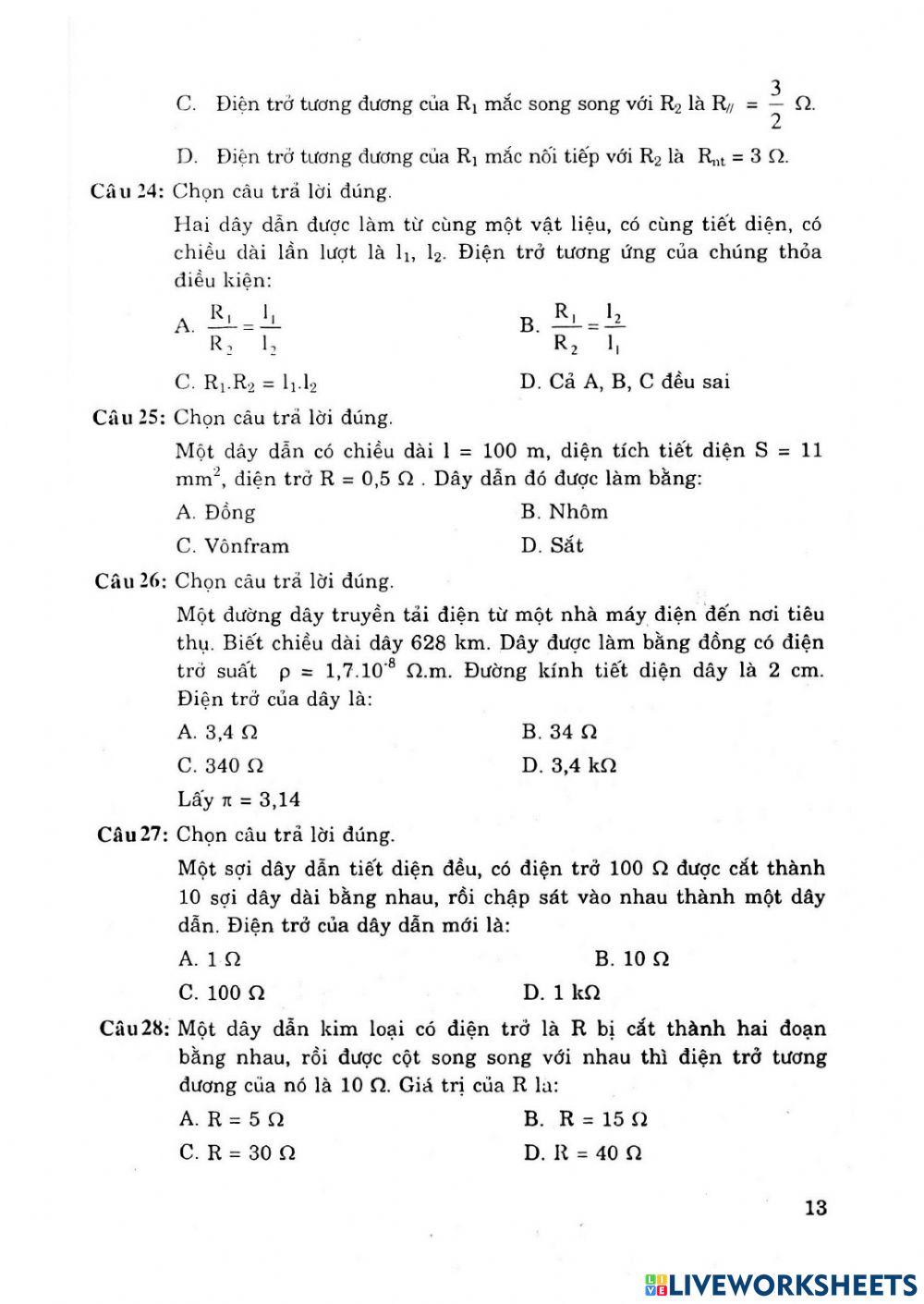 G9 Định luật Ohm 1