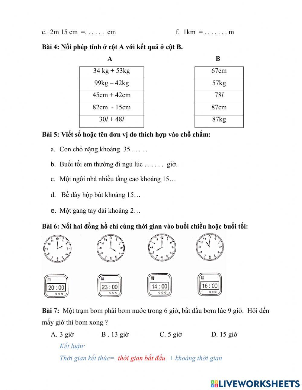 Chủ đề đại lượng