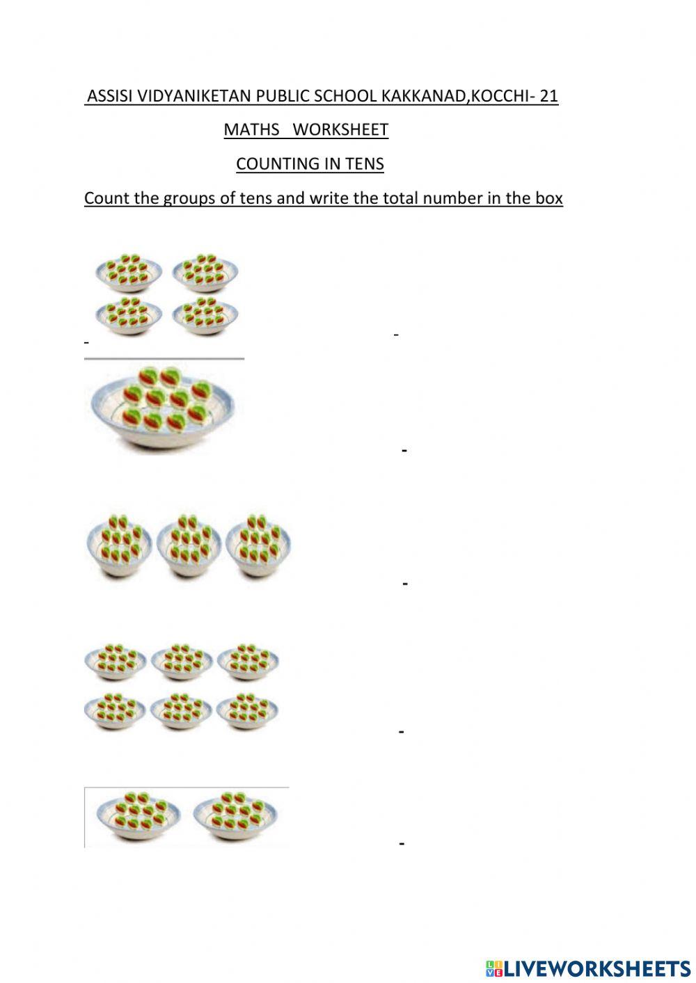 Counting In Tens online exercise for Live Worksheets