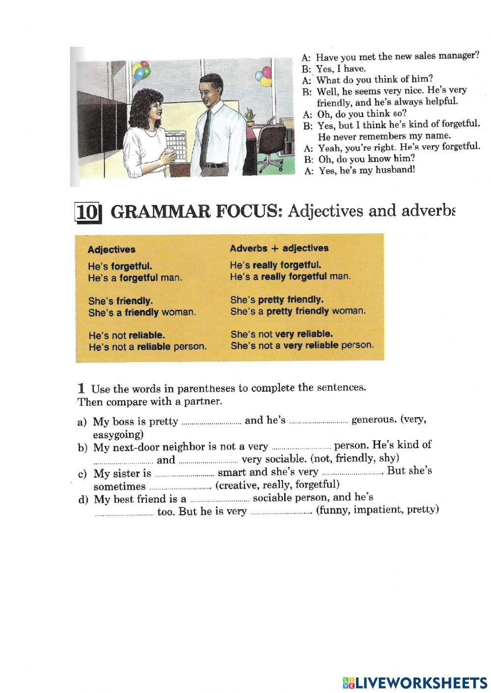 Statements and responses. Taliking about people