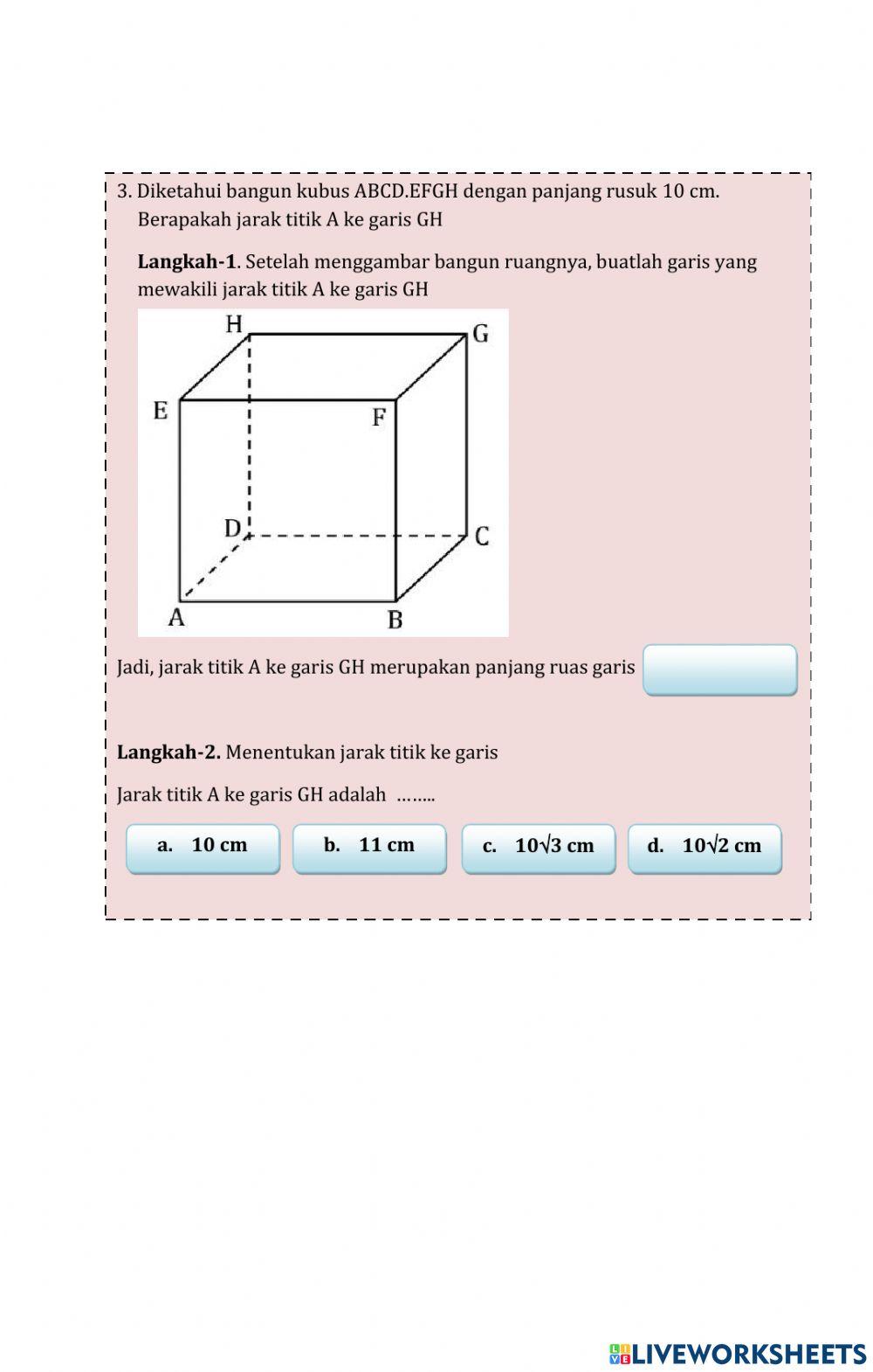 Konsep Dasar Jarak Titik ke Garis dalam Ruang