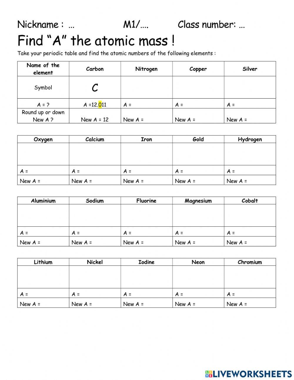 Find the atomic mass