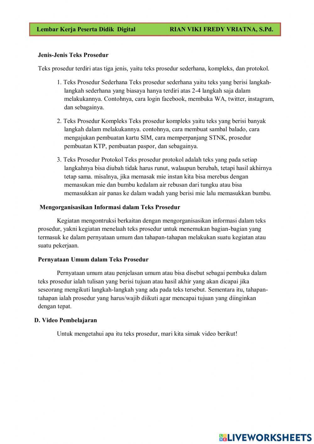 LKPD Teks Prosedur