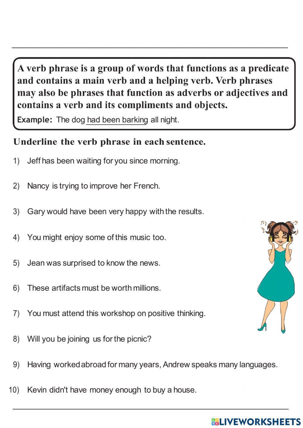 Verb phrases exercises