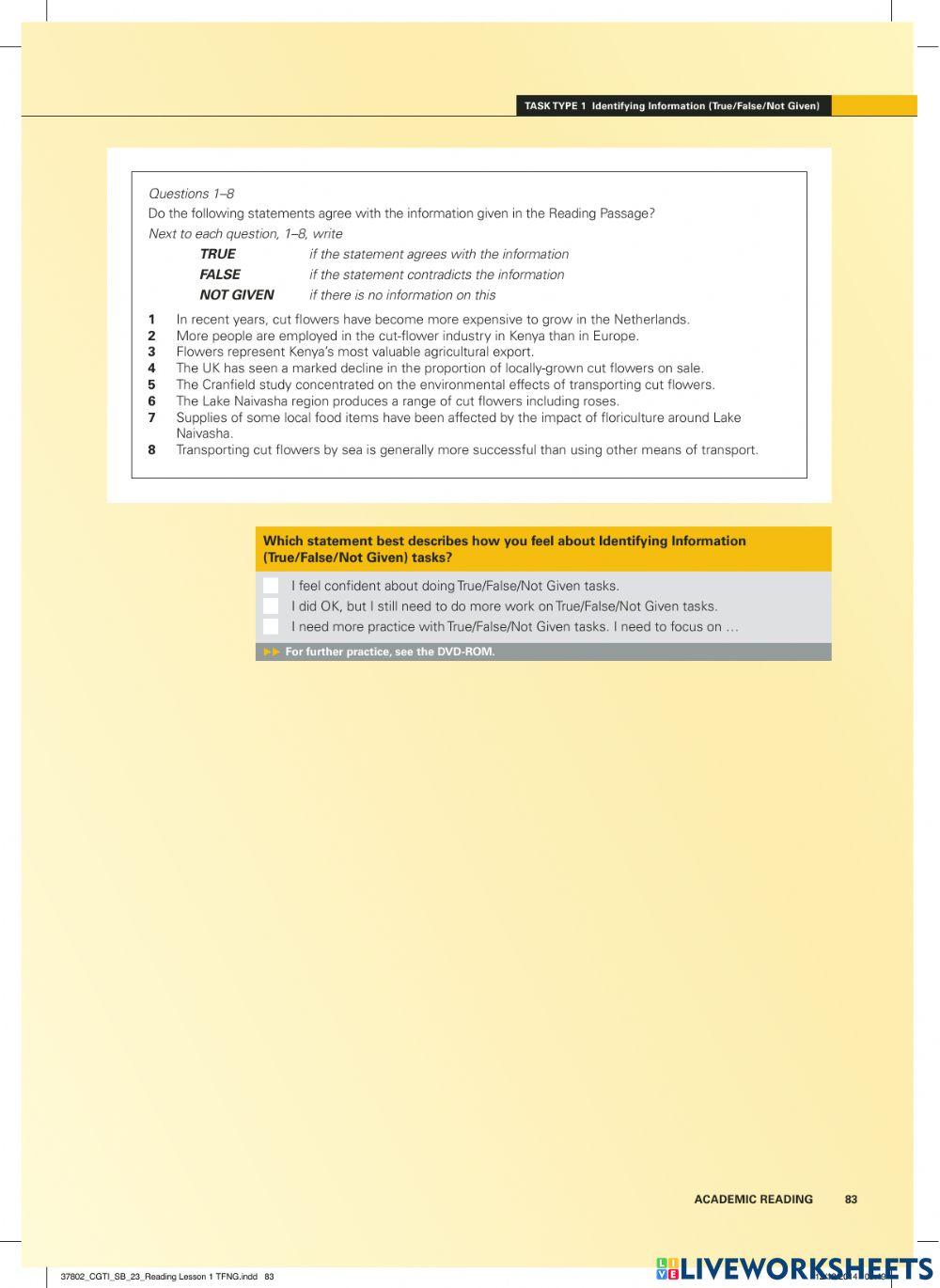 True false not given practice test online exercise for live worksheets