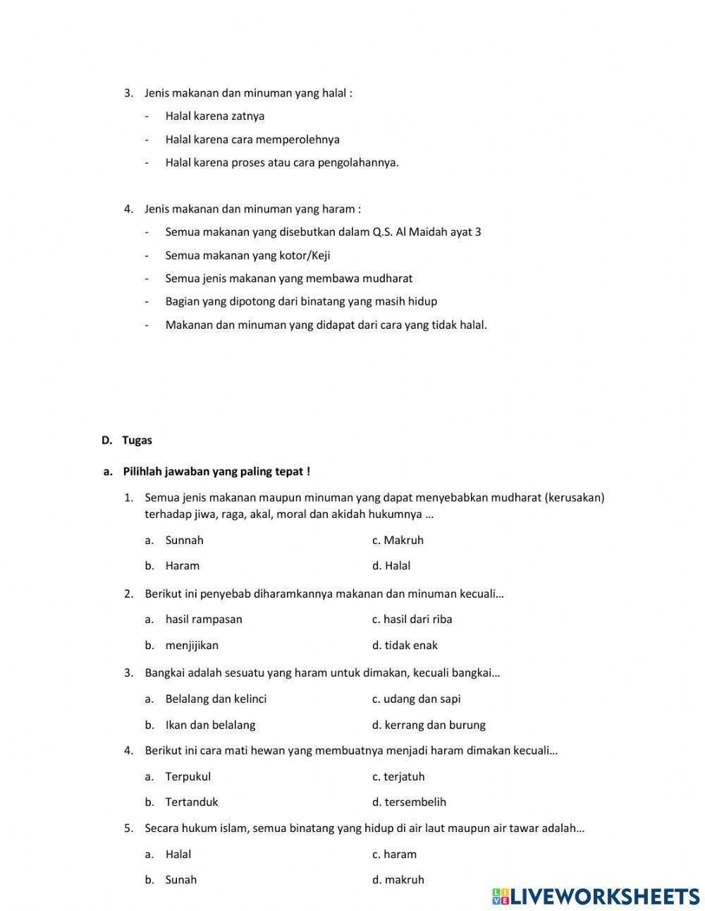 Makanan dan Minuman Halal dan Haram