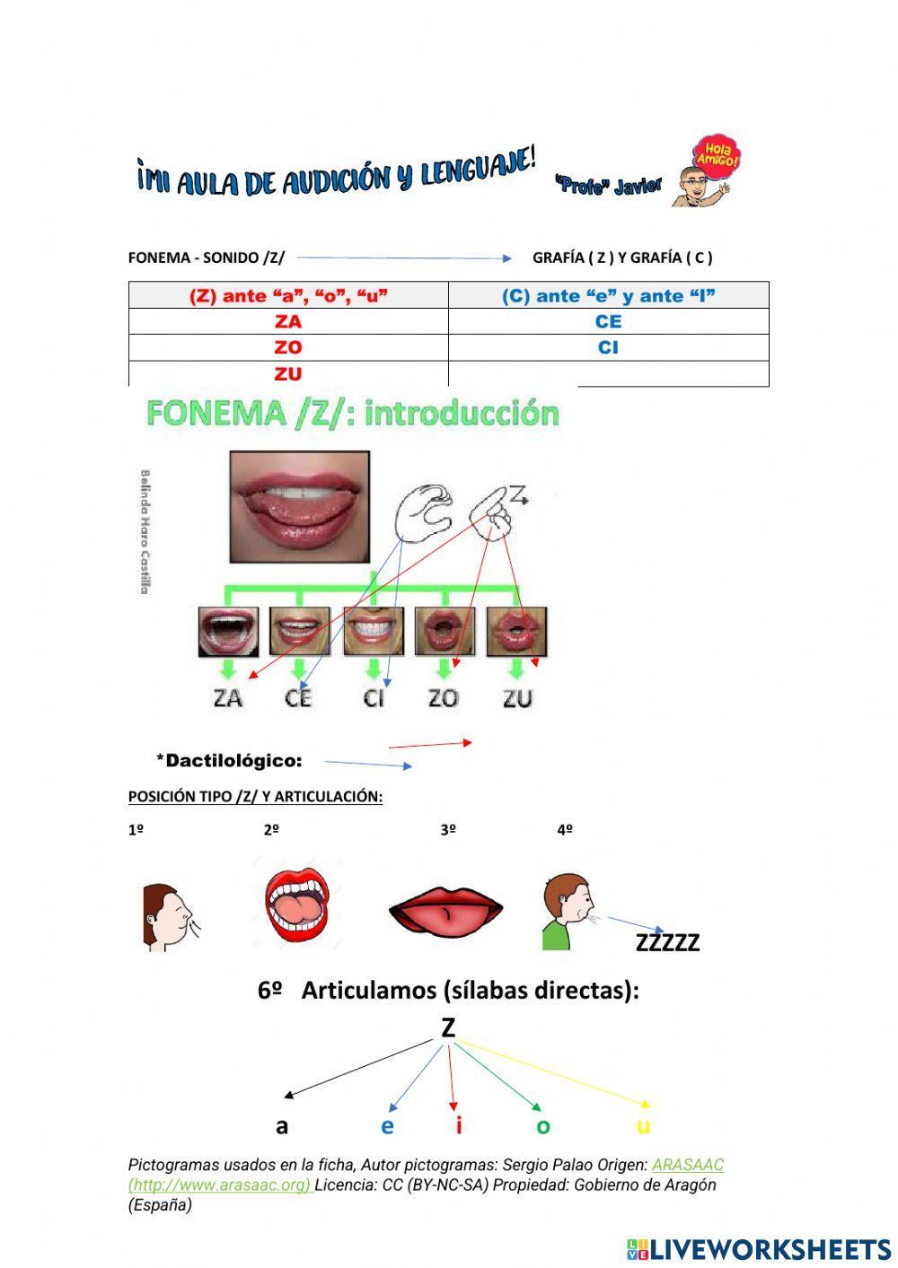 Articulación fonema -z- y lectura de palabras grafía (z)